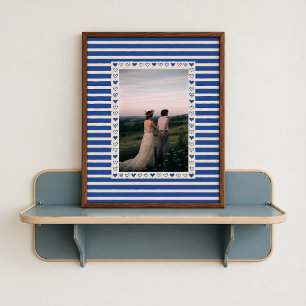 Affiche à bordure de cœur bleu foncé - Cadeau pers