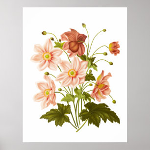 Affiche à la décoration florale vintage
