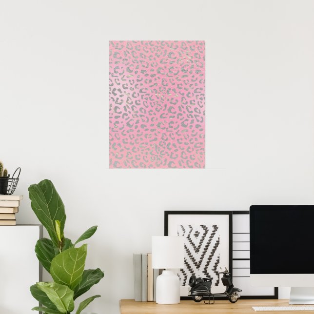 Affiche à motif léopard argenté rose pastel (Bureau à domicile)