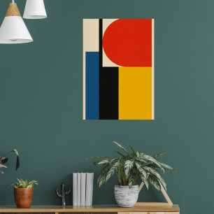 Affiche abstraite Bauhaus   Rouge Bleu Jaune Gras