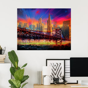 Affiche Abstraite colorée de San Francisco Skyline