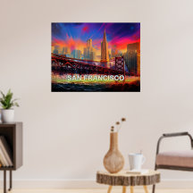 Affiche Abstraite colorée de San Francisco Skyline
