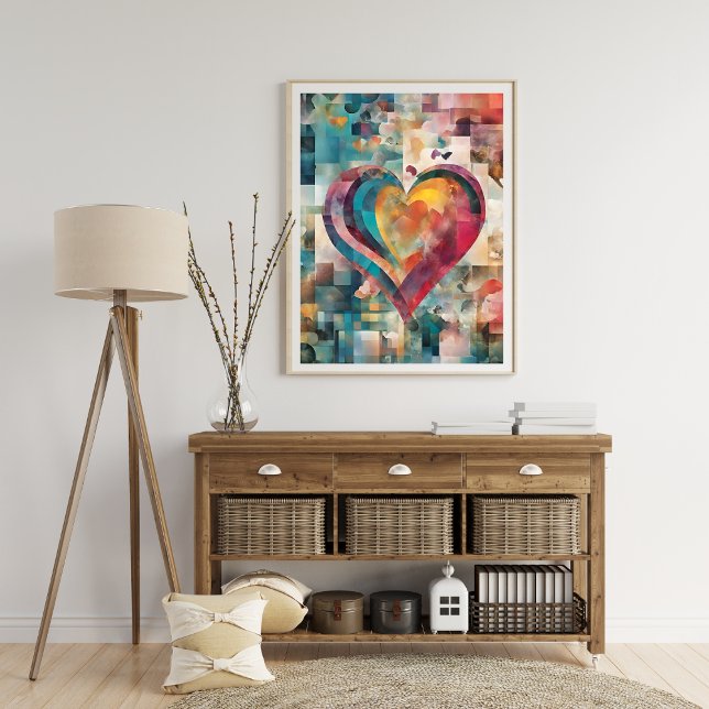 Affiche Abstraite de coeur romantique (Abstract Romantic Heart Poster)