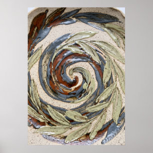 Affiche Abstraite en Spirale Tons de Terre