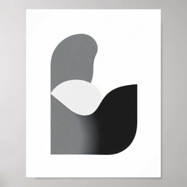 Affiche Abstraite Minimaliste Noir et Blanc (Devant)