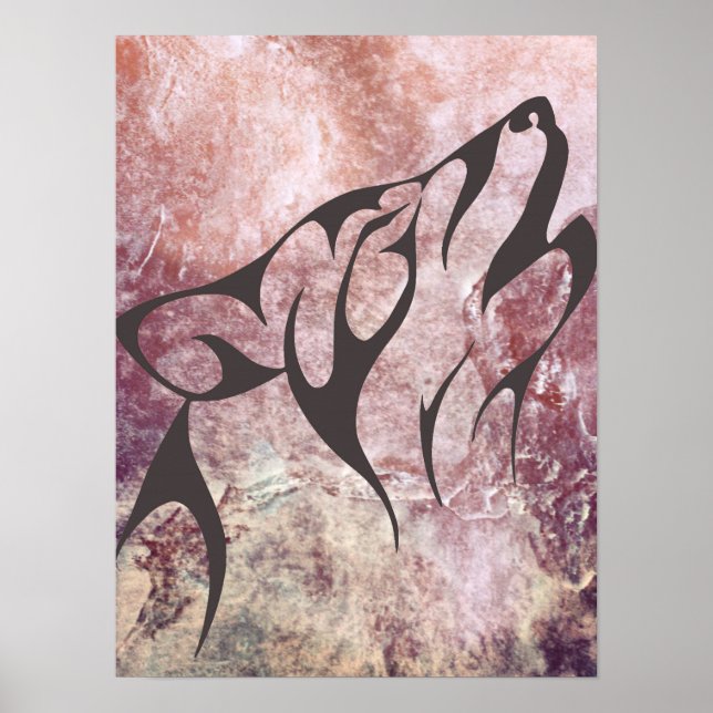 Affiche Abstraite pour l'impression de loup (Devant)