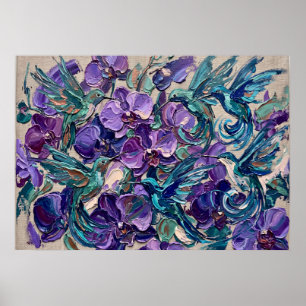 Affiche Abstraite Tourbillon Floral Violet