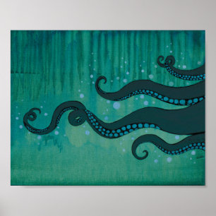 Affiche acrylique de peinture de tentacules