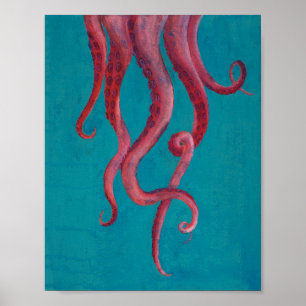 Affiche acrylique de peinture de tentacules roses