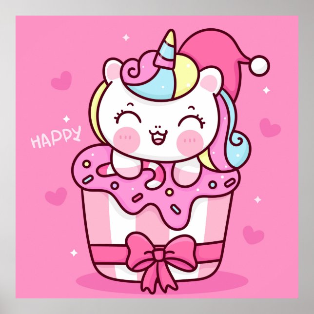 Affiche adorable Unicorn (Devant)