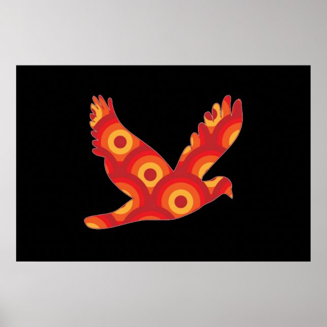 Affiche aigle cercles rétro funky (Devant)