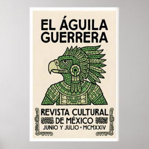 Affiche Aigle Mexicain Motif Guerrier Aztèque
