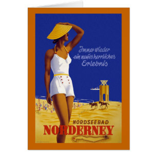 Affiche allemande vintage de voyage de "Norderney"