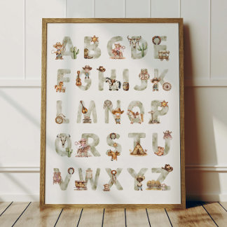 Affiche Alphabet ABC Cowboy Occidental Pour Chambr