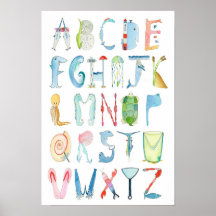 Affiche Alphabet Animaux de l'Océan - 13 x 19 pouc