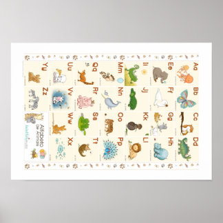 Affiche Alphabet des Animaux en portugais, ABC ani