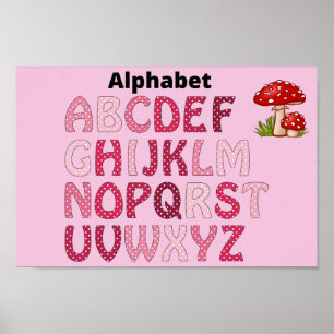 Affiche alphabet rose