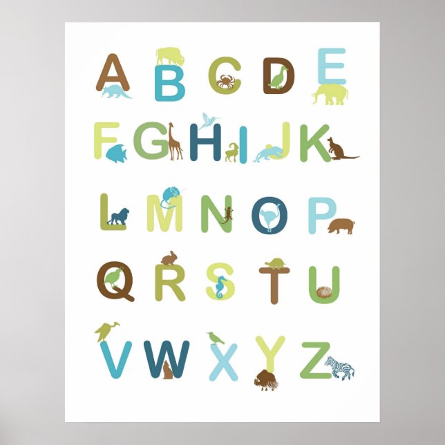 Affiche alphabétique en couleurs de terre (Devant)