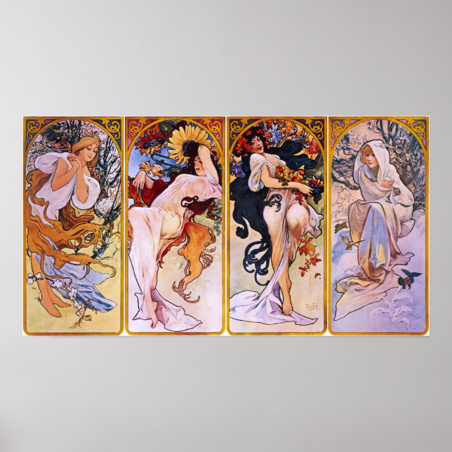 Affiche Alphonse Mucha Four Seasons (Devant)