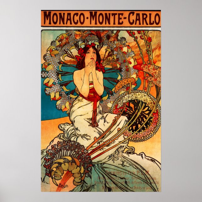 Affiche Alphonse Mucha Monte Carlo (Devant)