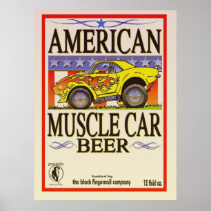 affiche américaine de bière de voiture de muscle