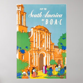 Affiche Amérique du Sud BOAC Voyage Art Amérique d