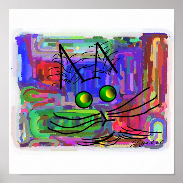 Affiche Amoureux des chats "Le Curieux chat Abstra (Devant)