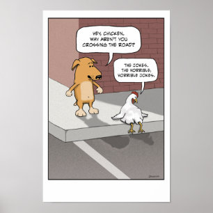 Affiche amusante : Chien et poulet