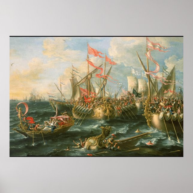Affiche ancienne de la bataille d'Actium (Devant)