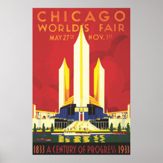 Affiche ancienne de la Foire mondiale de Chicago 1