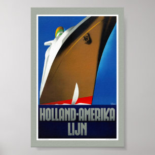 Affiche ancienne de la Holland America Line Pays-B