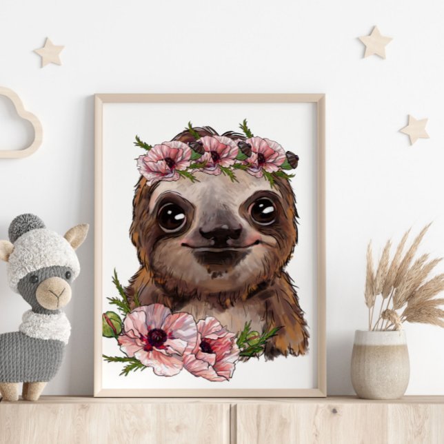 Affiche Animale Rose de bébé paresseux | Impressio (Créateur téléchargé)