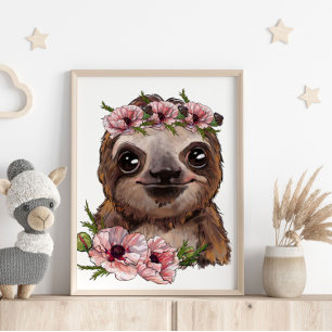 Affiche Animale Rose de Paresseux Bébé   Impressio