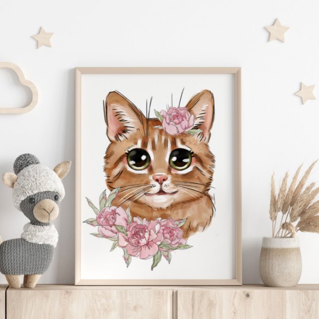 Affiche Animaux Chat Bébé Rose | Impression murale (Créateur téléchargé)