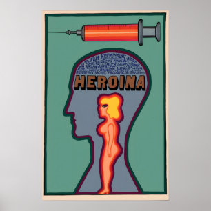 Affiche anti-drogue polonaise des années 1970 Hero