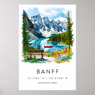 Affiche aquarelle Banff Impression de voyage Banff