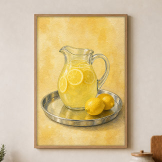 Affiche aquarelle Cottagecore Pitcher de limonade