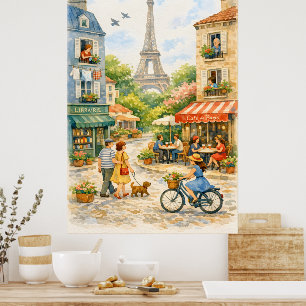 Affiche aquarelle de la rue de Paris, Mur de la To