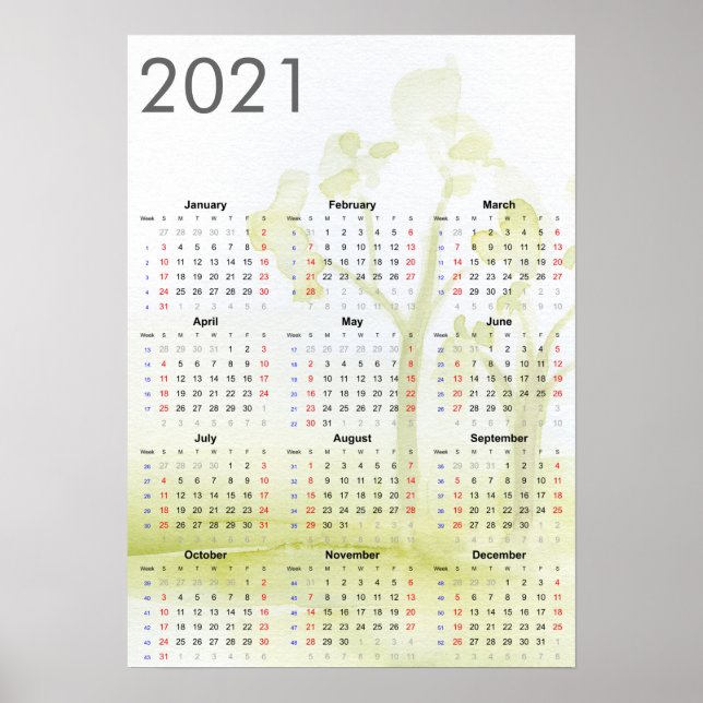 Affiche arbres aquarelle 2021 (Devant)