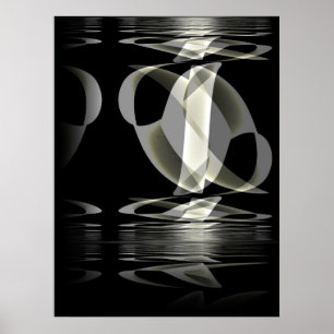 Affiche Art Abstrait Noir Blanc Réflexion