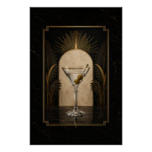 Affiche Art Déco Dirty Martini | Imprimable Bar à