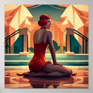 affiche art déco femme