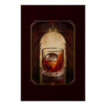Affiche Art Déco Negroni | Homme Or Noir Imprimabl