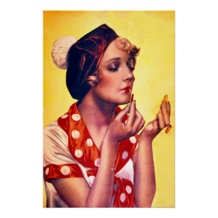 Affiche Art déco vintage d'une jeune femme