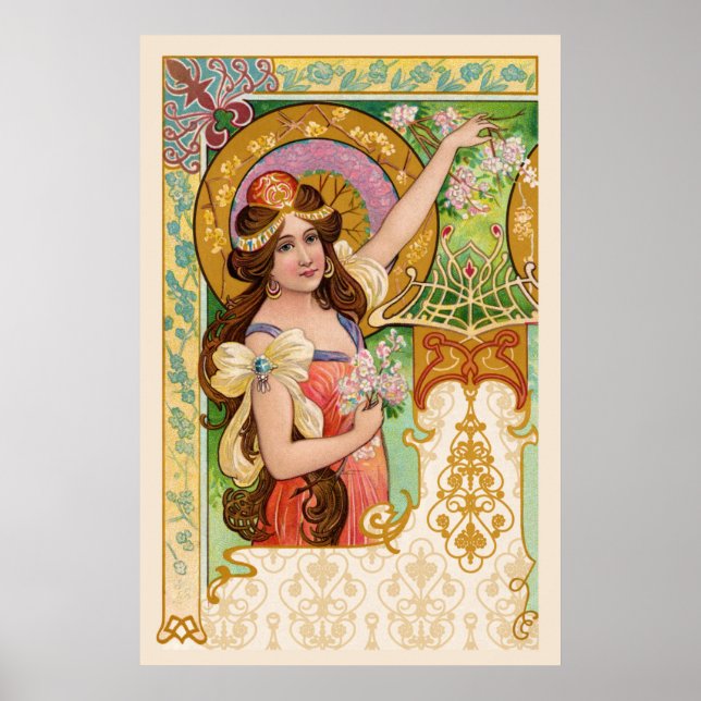 Affiche Art Nouveau de printemps (Devant)
