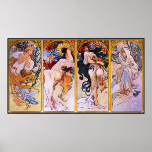 Affiche Art Nouveau Four Seasons Art Vintage