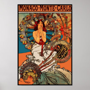 Affiche Art Vintage Alfons Mucha Monaco Monte Carl