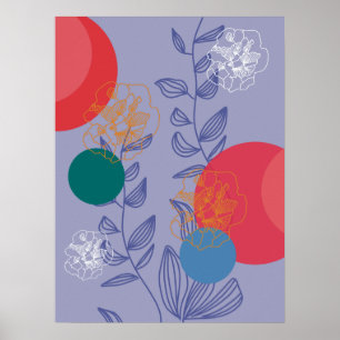 Affiche artistique abstraite florale moderne tenda