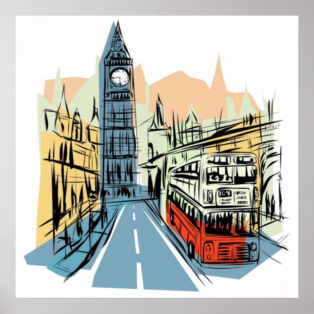 Affiche artistique de Londres Angleterre (Devant)