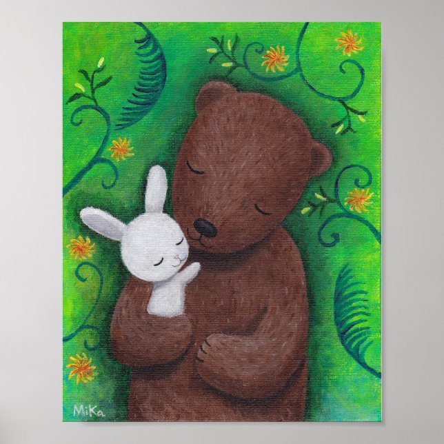 Affiche artistique de l'ours et du lapin, décorati (Devant)